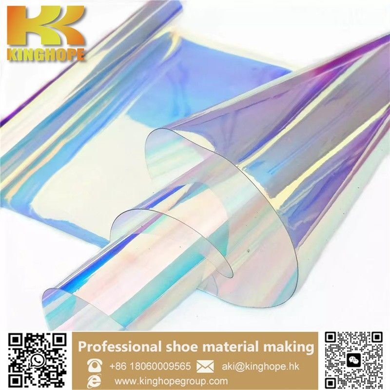 transparent laminated iridescent reflective rainbow tpu film roll fabric fashion (3)